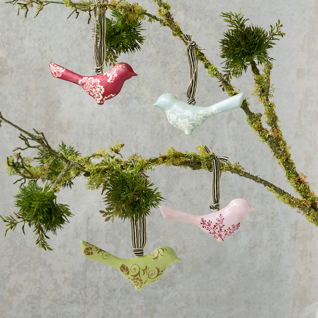 rustic metal bird hanging decoration (assorted colours)