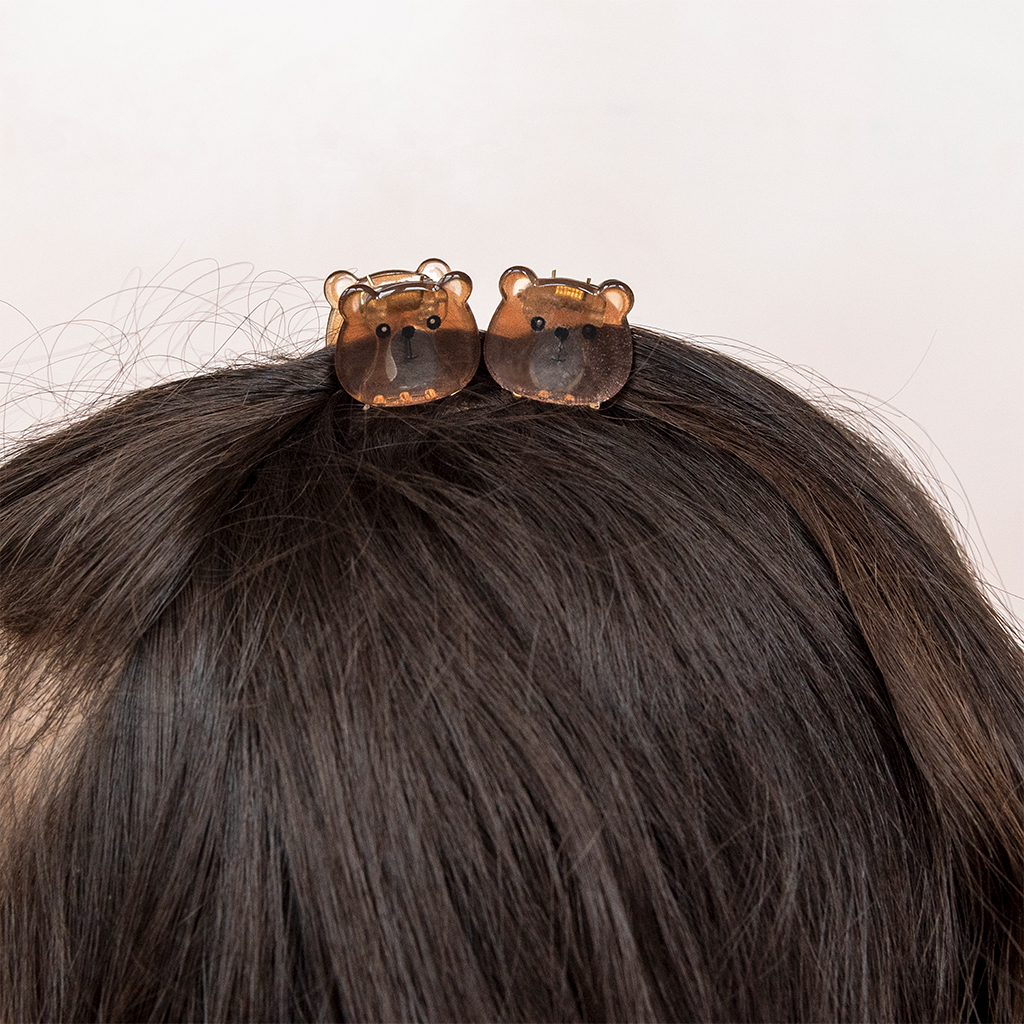 mini-haar-klammern (2-er set) - braunbären