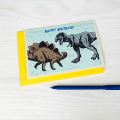 carte d'anniversaire prehistoric land