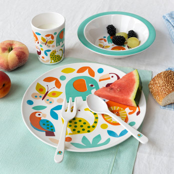 children's melamine dinner set (5 pieces) - wild wonders