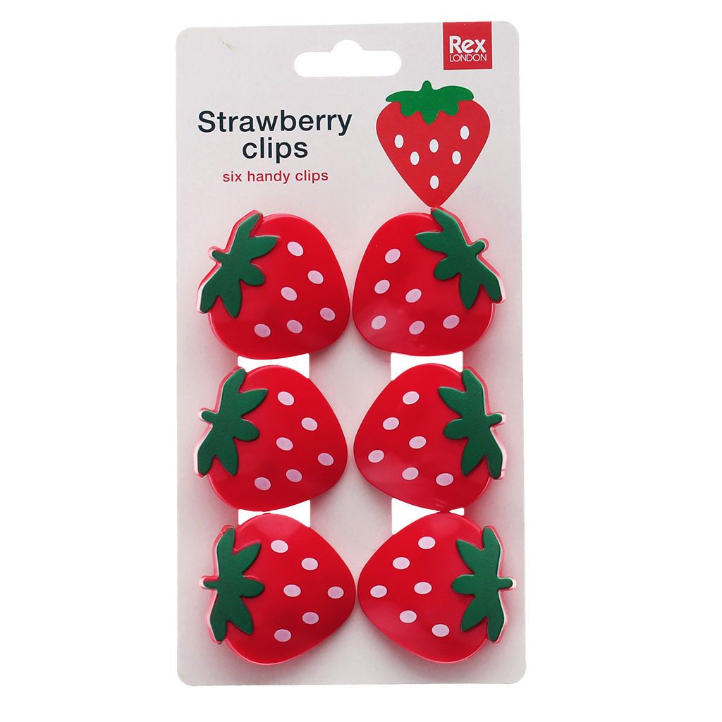bag clips (set of 6) - strawberry