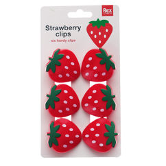 pinces à sac (lot de 6) - fraise