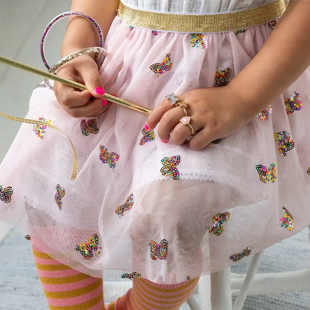 conjunto de tres anillos de purpurina - fairies in the garden