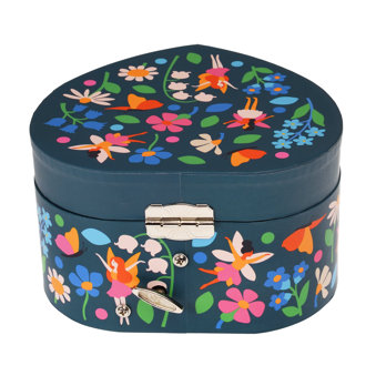 heart musical jewellery box - fairies in the garden