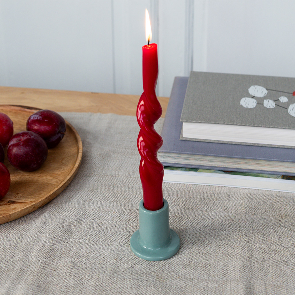 ceramic tube candle holder - slate grey
