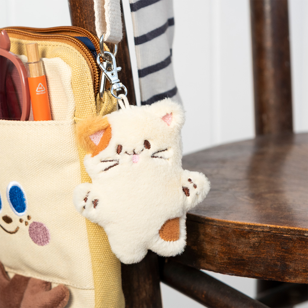 fluffy keyring bag charm - cat