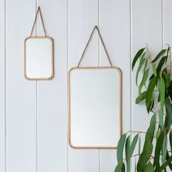 hanging mirror (29cm x 19cm) - rectangular, gold tone