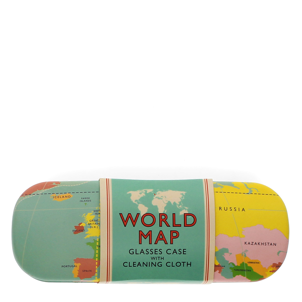 glasses case & cleaning cloth - world map