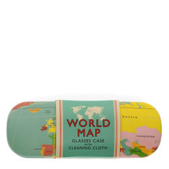 glasses case & cleaning cloth - world map