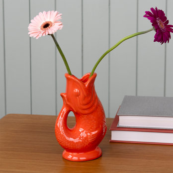 ceramic fish vase - orange
