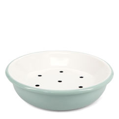 round two-part enamel soap dish - sage green