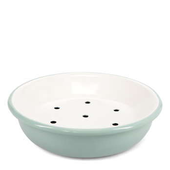 round two-part enamel soap dish - sage green