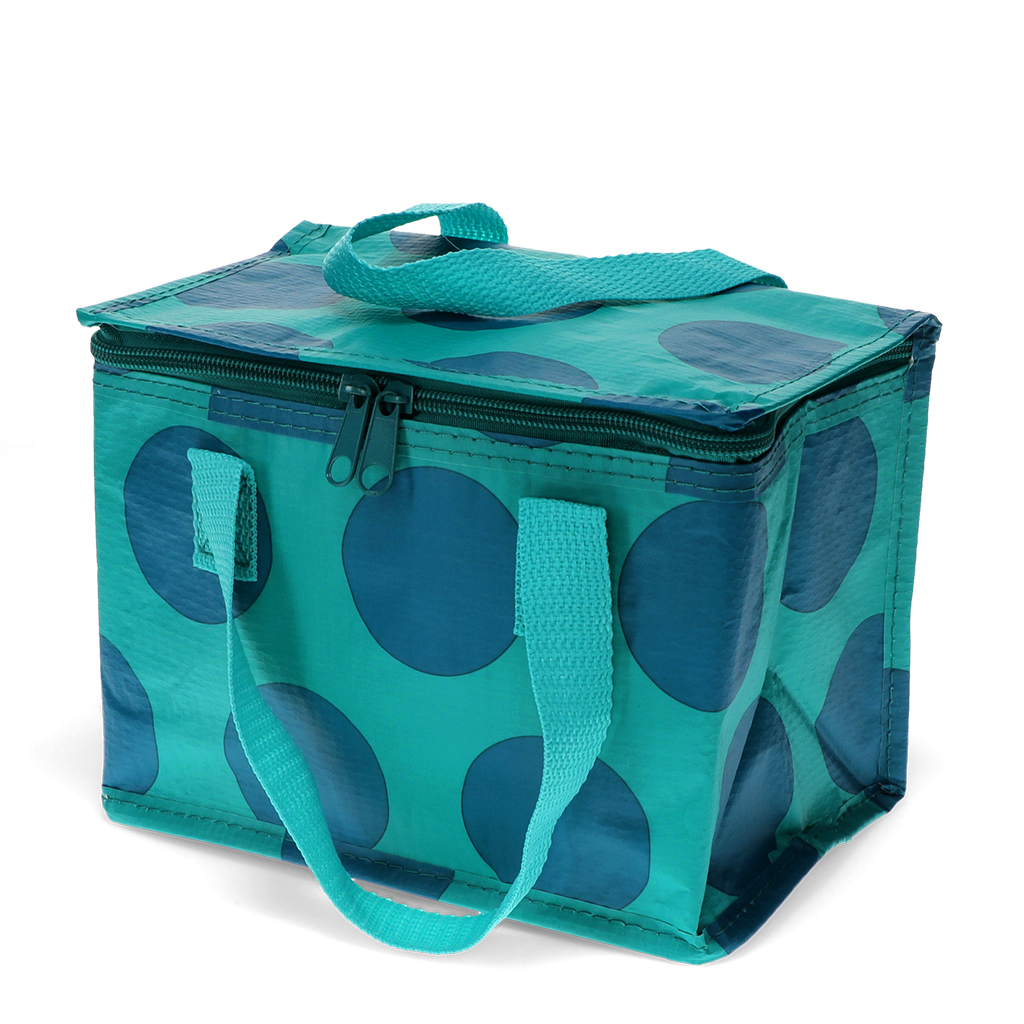 insulated lunch bag - blue on turquoise spotlight