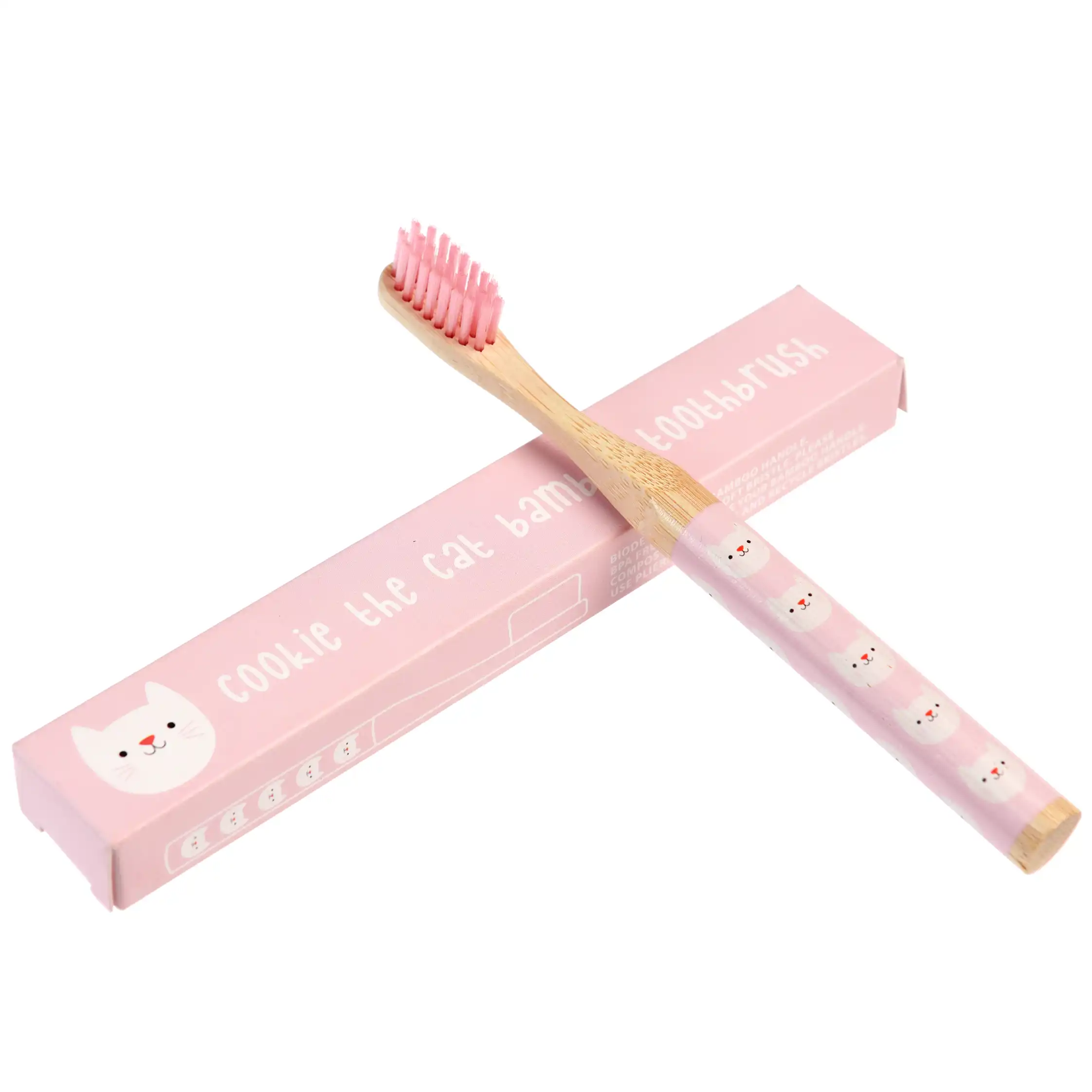 brosse à dents en bambou pour enfants cookie the cat