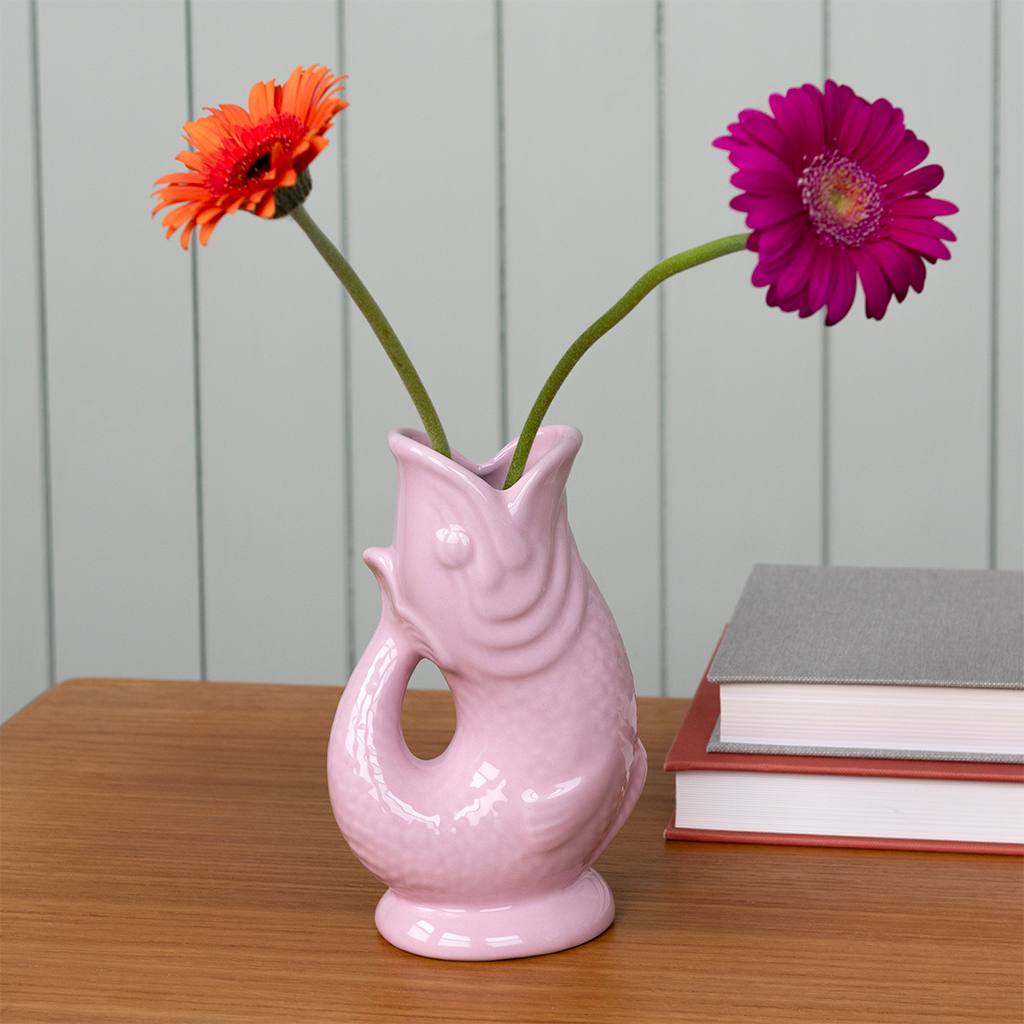 ceramic fish vase - pink