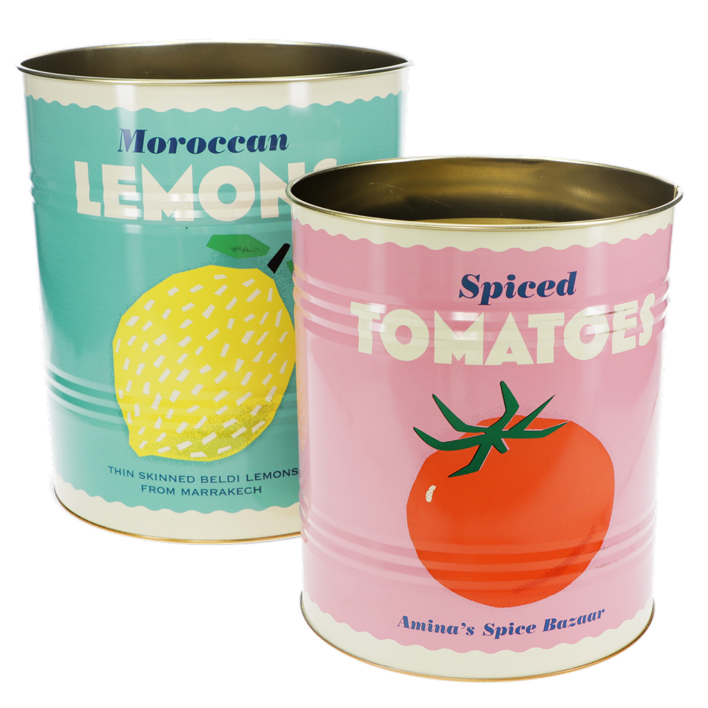 xl storage tins (set of 2) - lemon and tomato