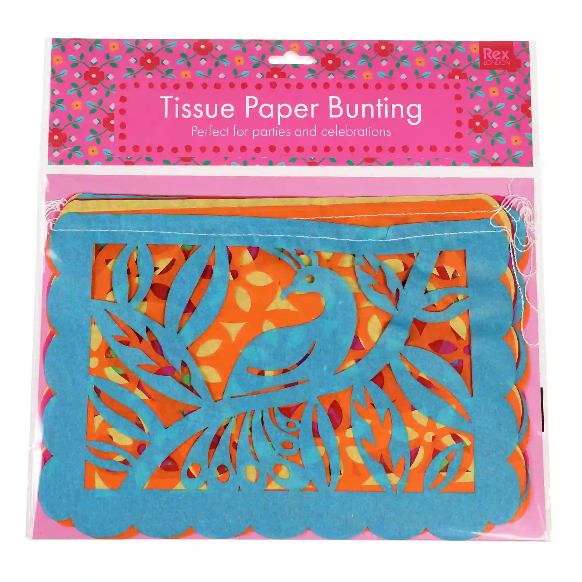 colourful cut out design tissue paper bunting