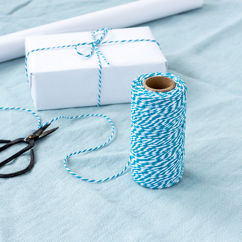 roll of twine (100m) - aquamarine and white