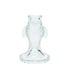 glass candlestick (12cm) - pale blue fish