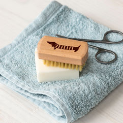 mini wooden nail brush - sausage dog