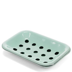 two-part enamel soap dish - green