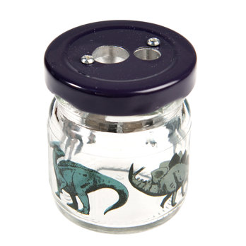 glass jar pencil sharpener - prehistoric land