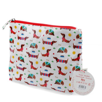 children's wash bag - sunny sausage dog