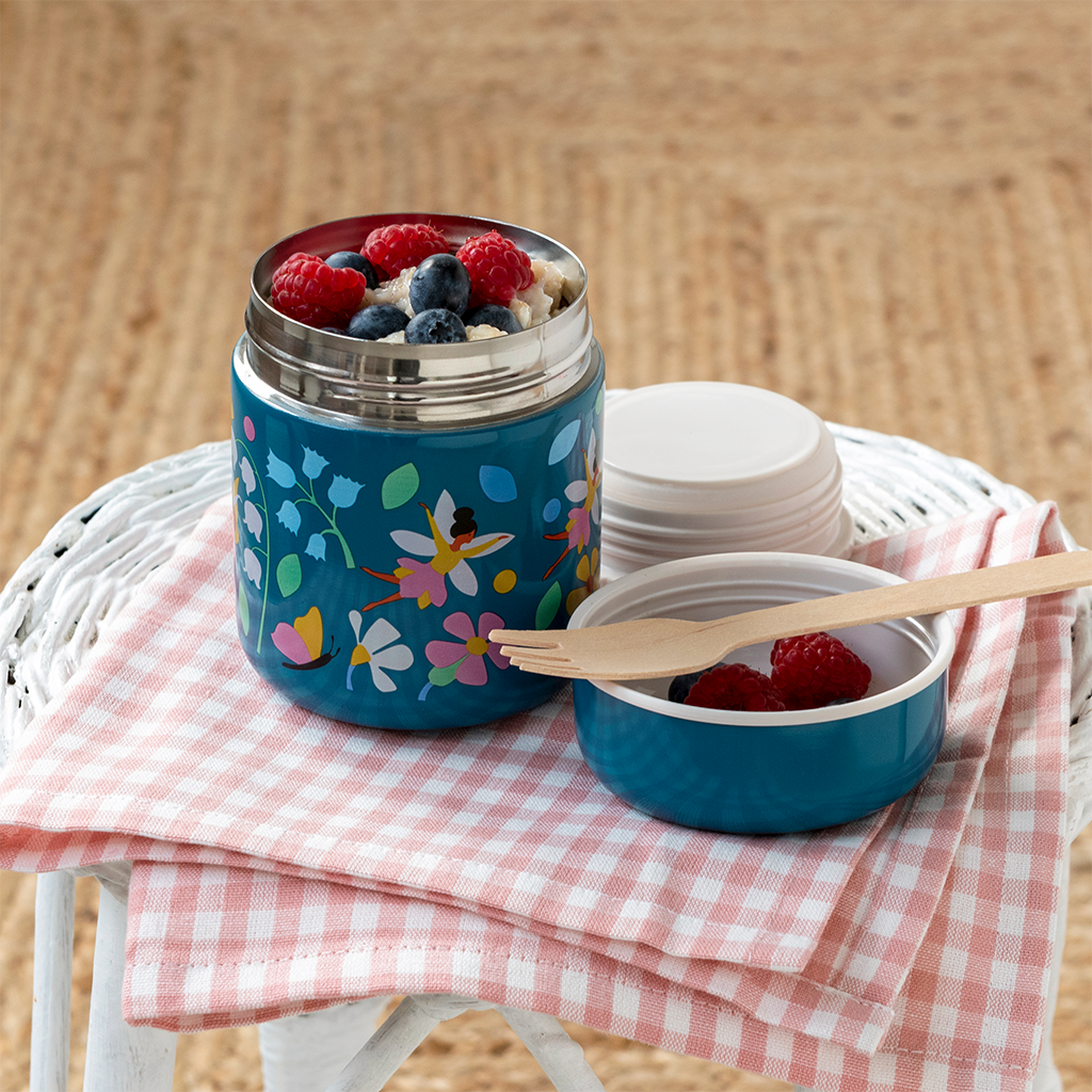 stainless steel food flask - fairies in the garden