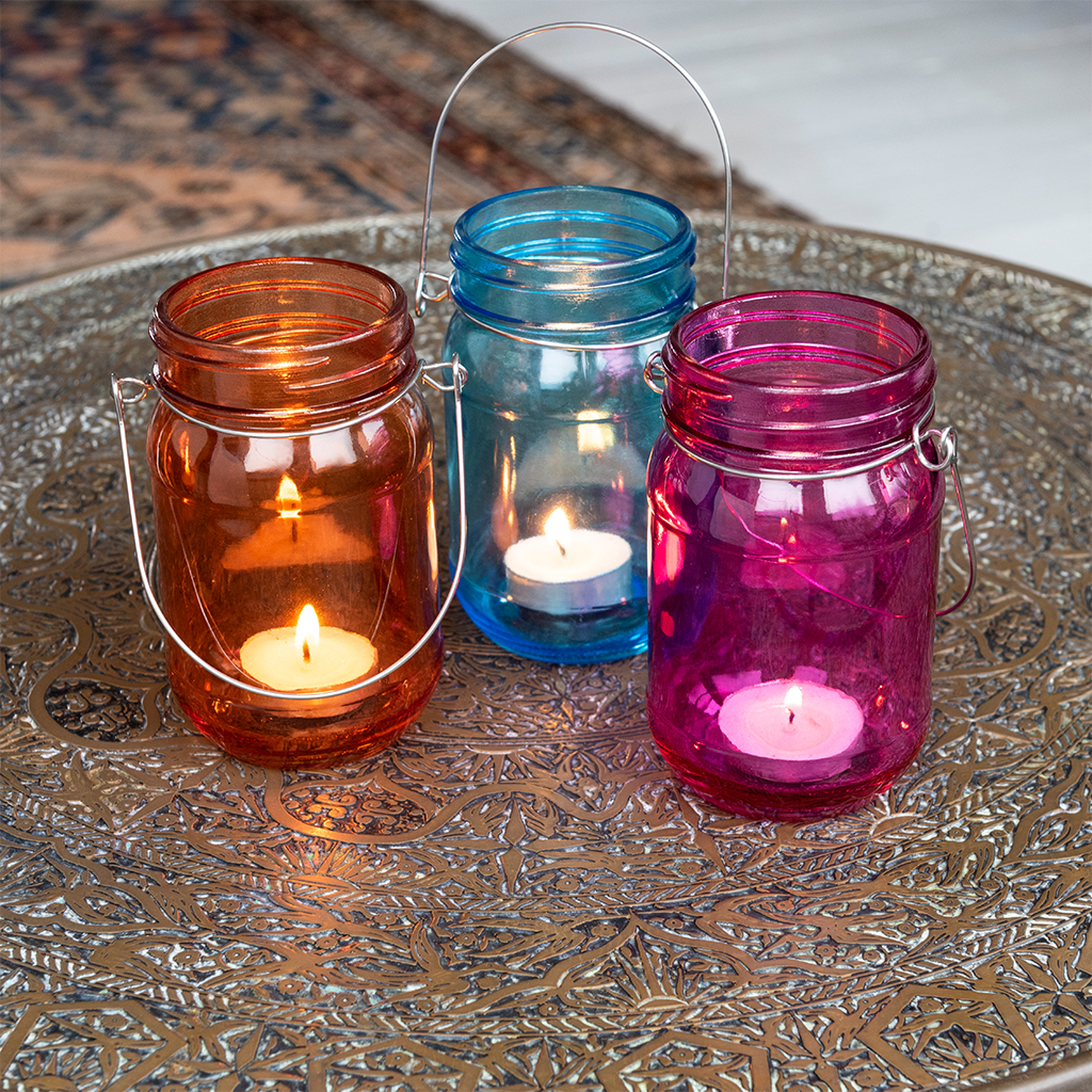 jam jar tealight holder - pink