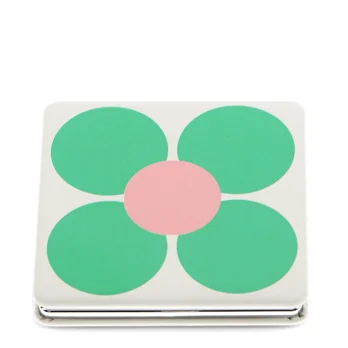 square pocket mirror - pink and green daisy square pocket mirror - pink and green daisy