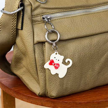 keyring bag charm - white kitty cat