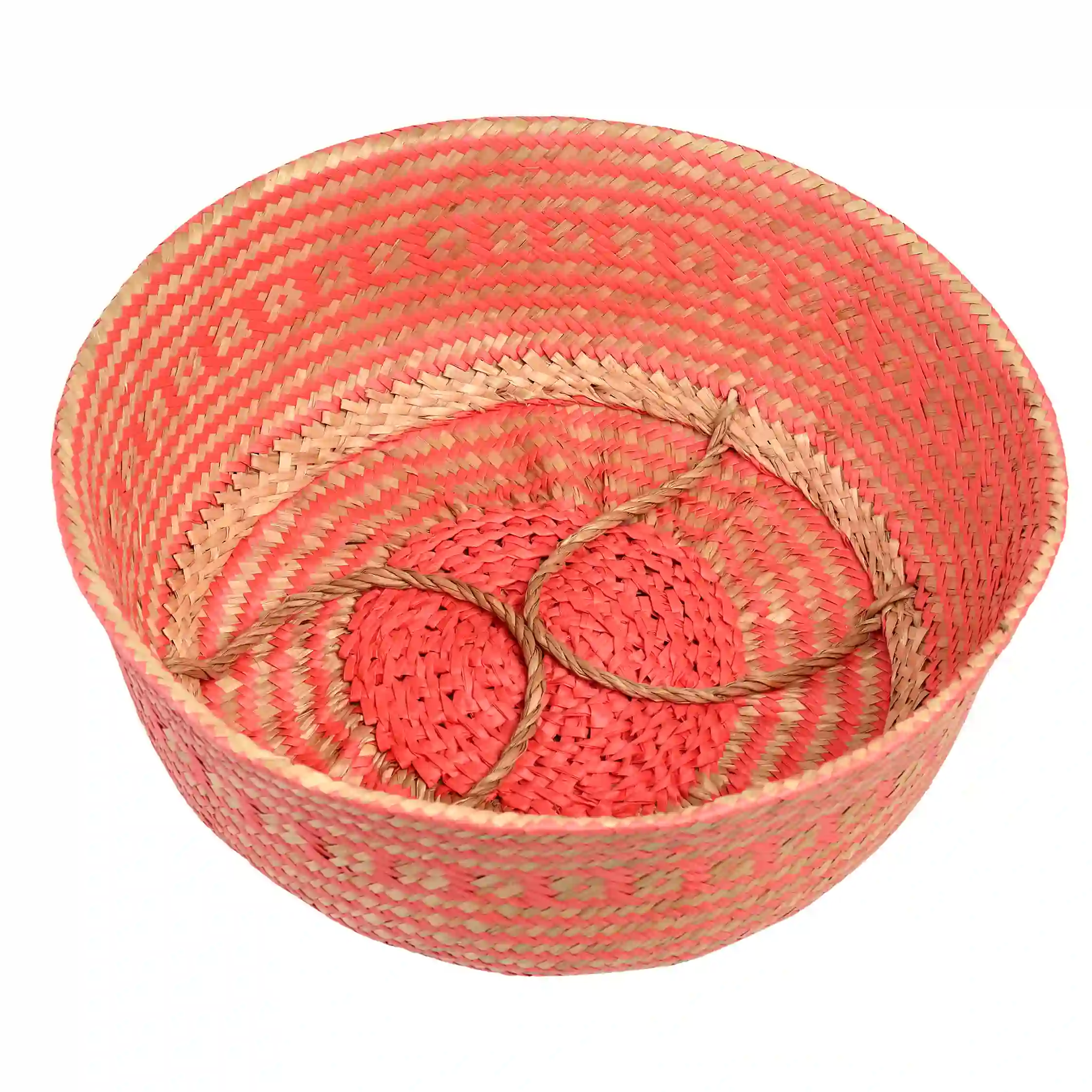 large seagrass basket - coral