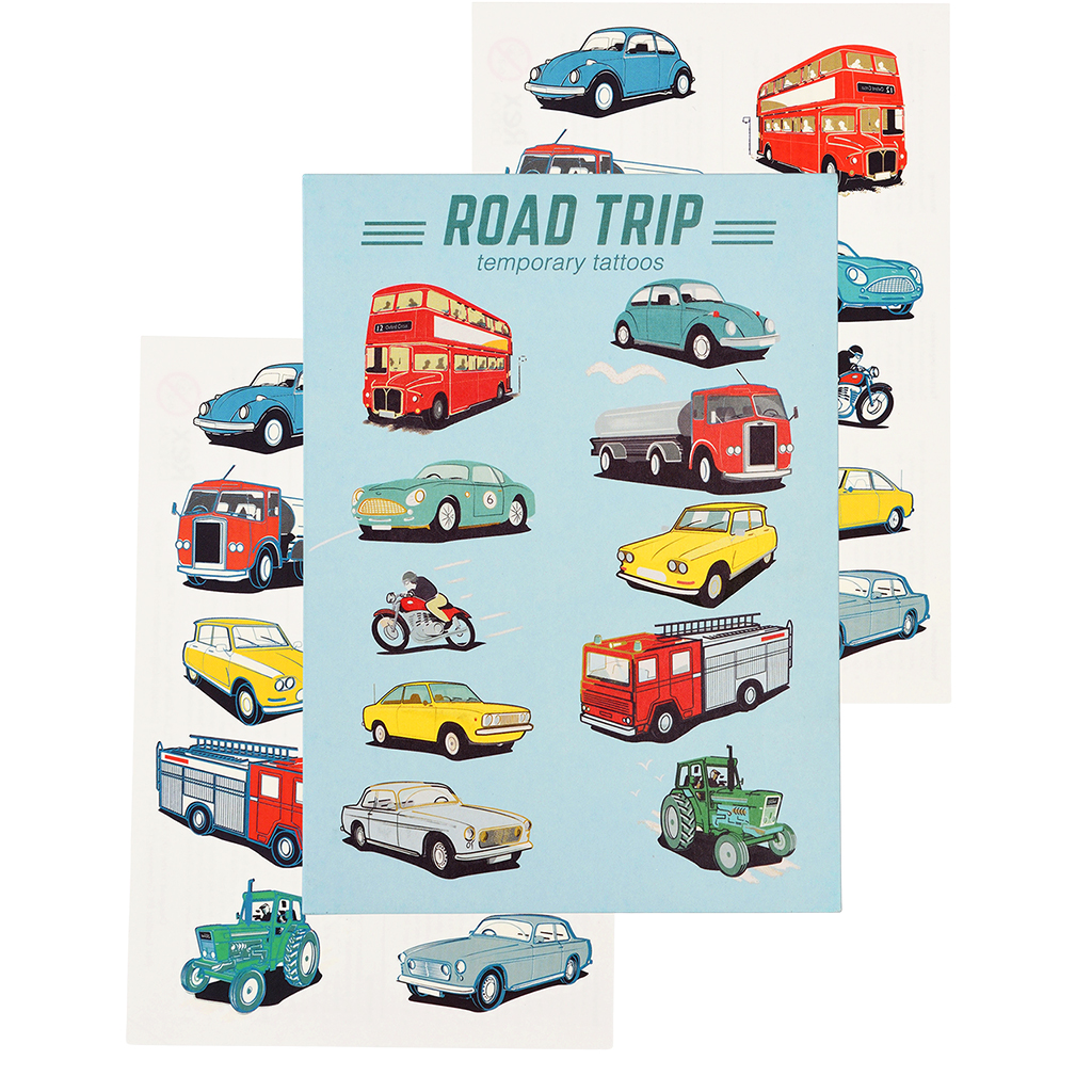 tatouages temporaires road trip (2 feuilles)