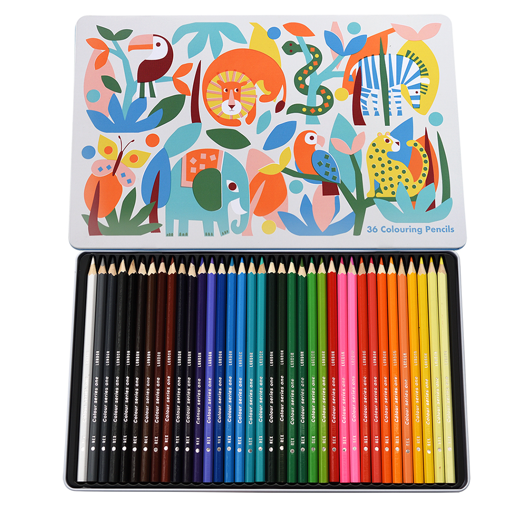 36 colouring pencils in a tin - wild wonders