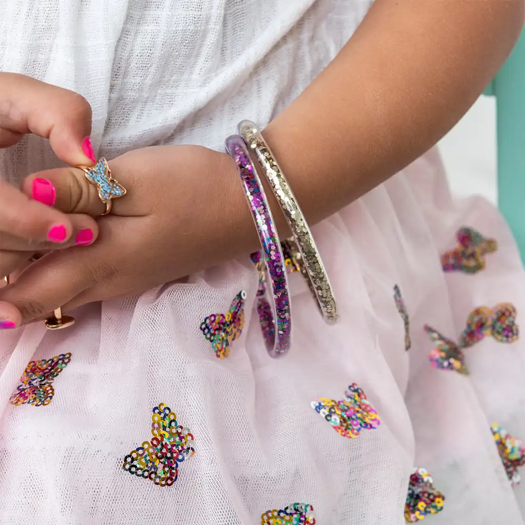 conjunto de dos pulseras de purpurina - fairies in the garden