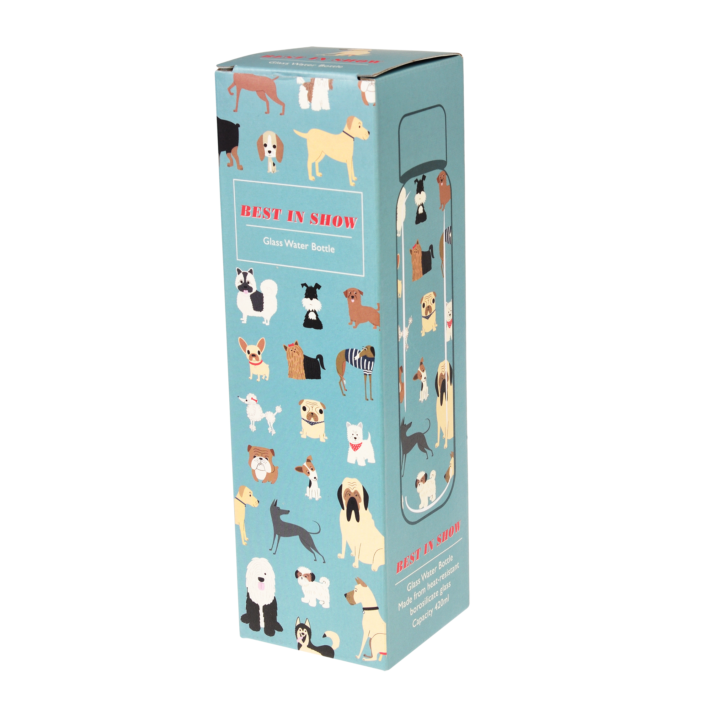 glass water bottle 420ml - best in show