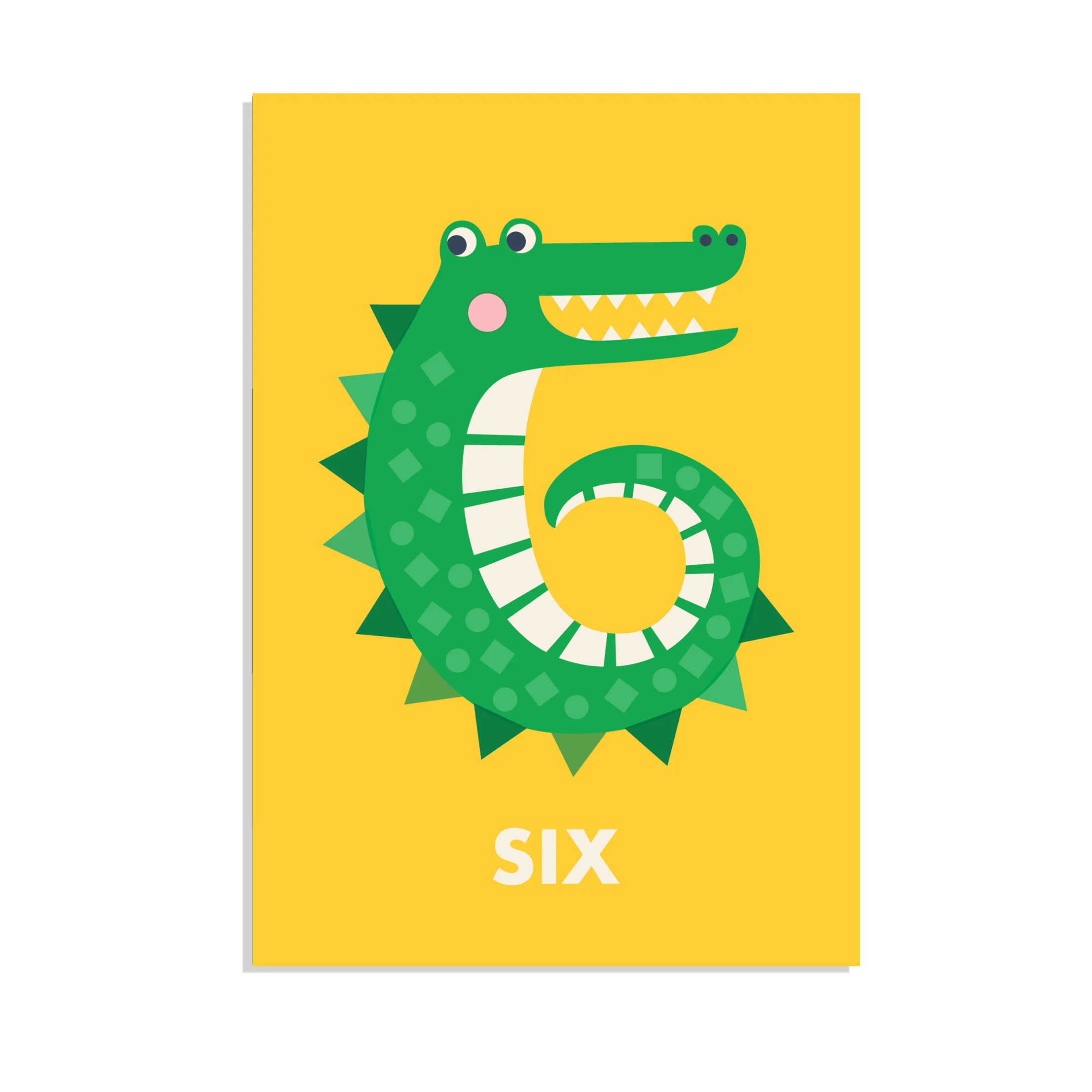 birthday card - crocodile 'six'