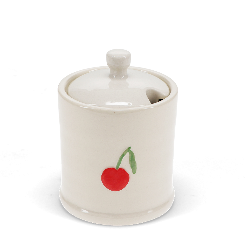 stoneware sugar pot 225ml - cherry