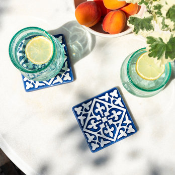 dessous de verre en céramique (lot de 2) - bleus
