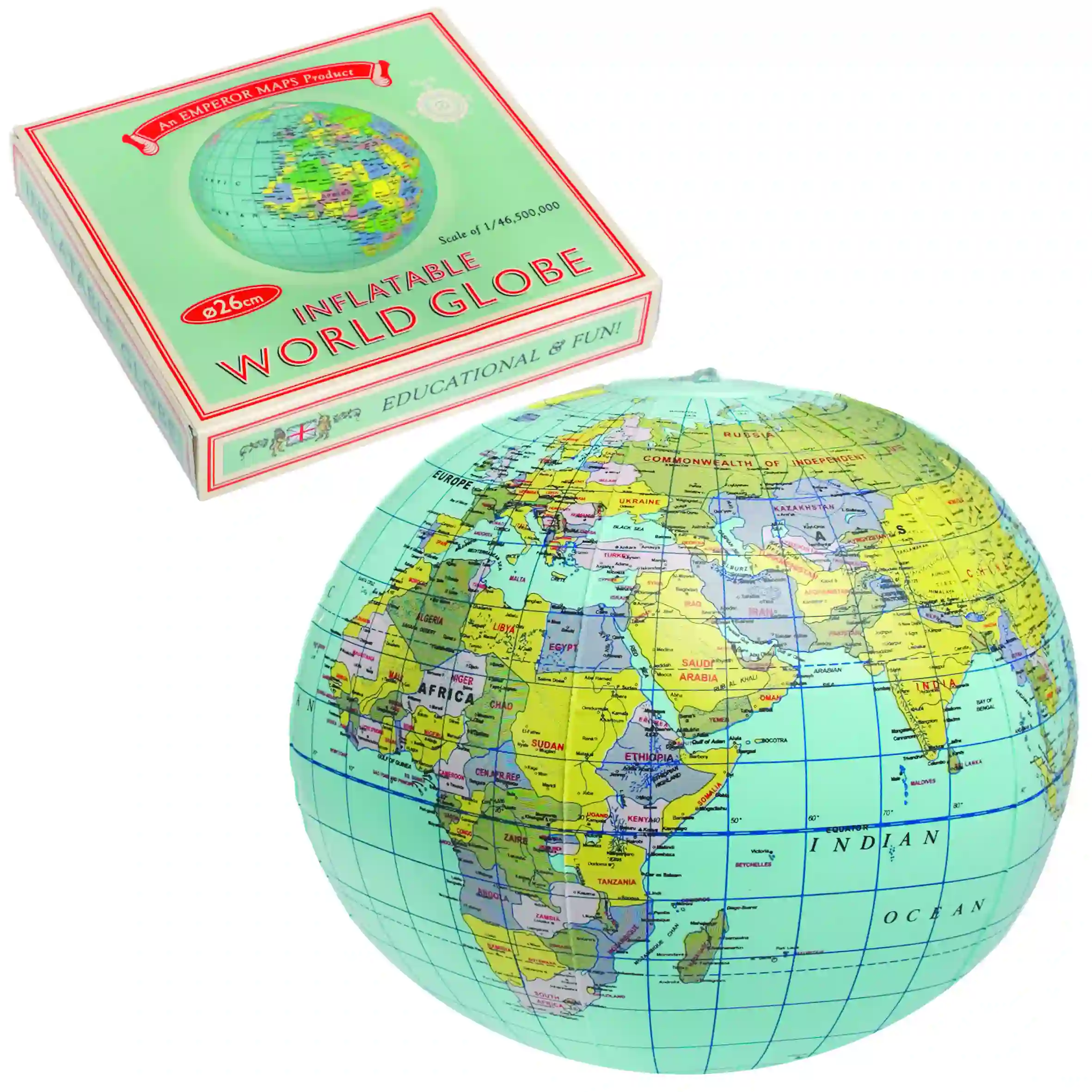 inflatable world globe - world map