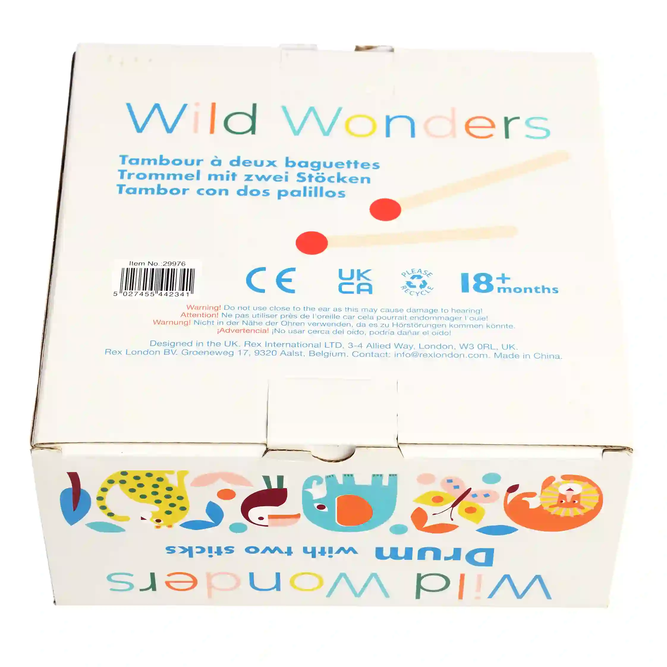 tambor con baquetas wild wonders