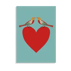 carte de vœux oiseaux et cœur