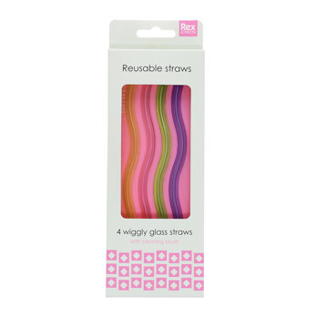 glasstrohhalme mit reinigungsbürste (4-er set) - gewellt (multi-colour)