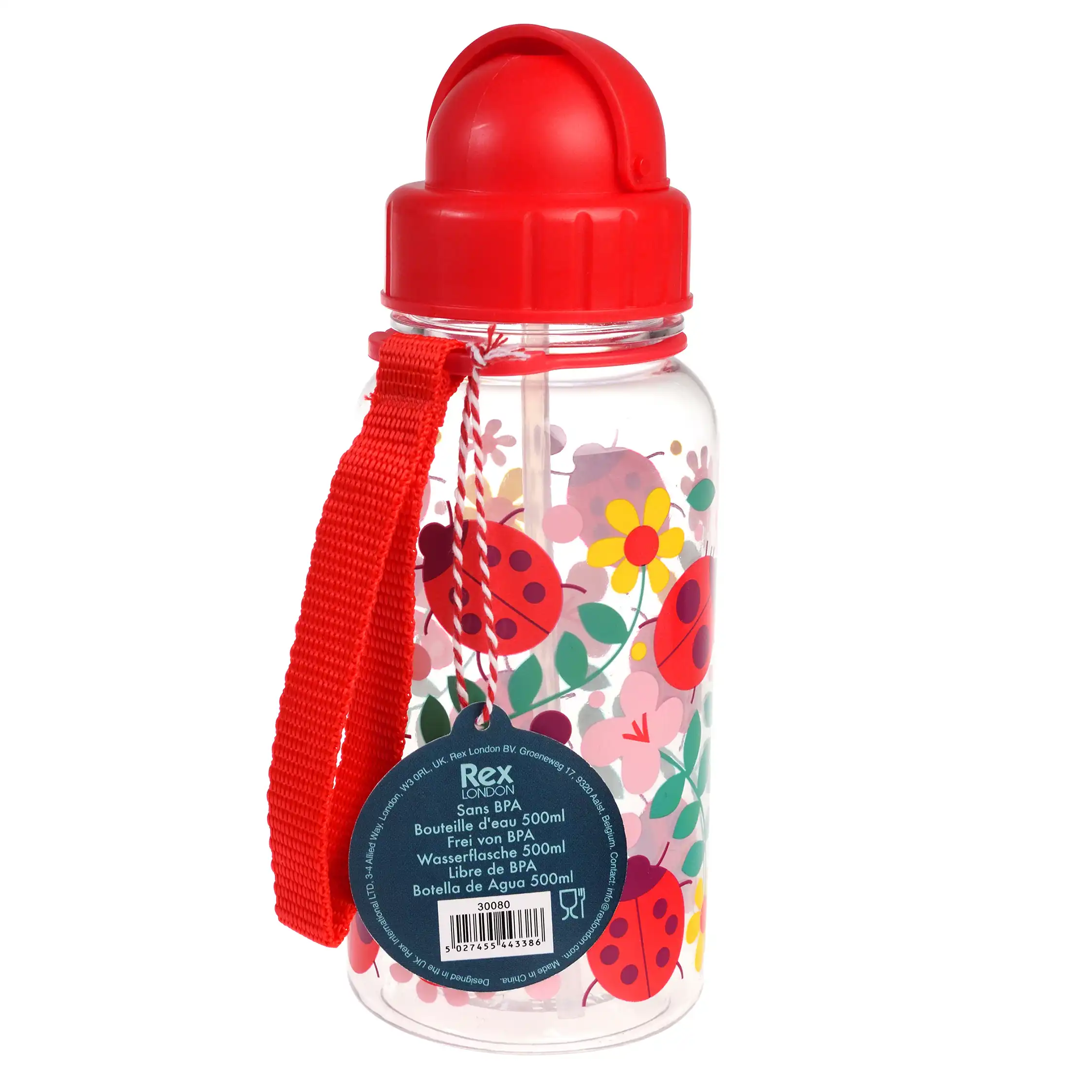 children's water bottle with straw 500ml - ladybird