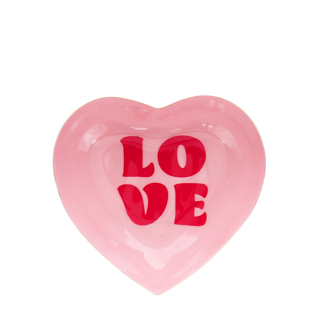 heart-shaped enamel trinket dish - love