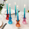 double ended glass candle holder - blue