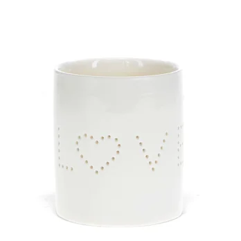 teelichthalter aus glänzender keramik - love teelichthalter aus glänzender keramik - love