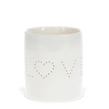 glossy ceramic tealight holder - love