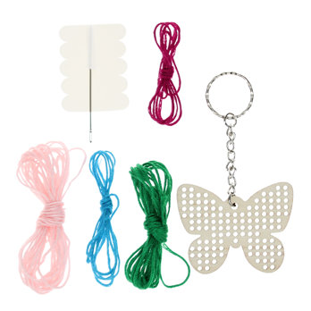 stitch your own wooden keyring - butterfly