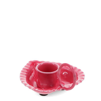herzförmiger kerzenhalter aus emaille - lebhaftem pink